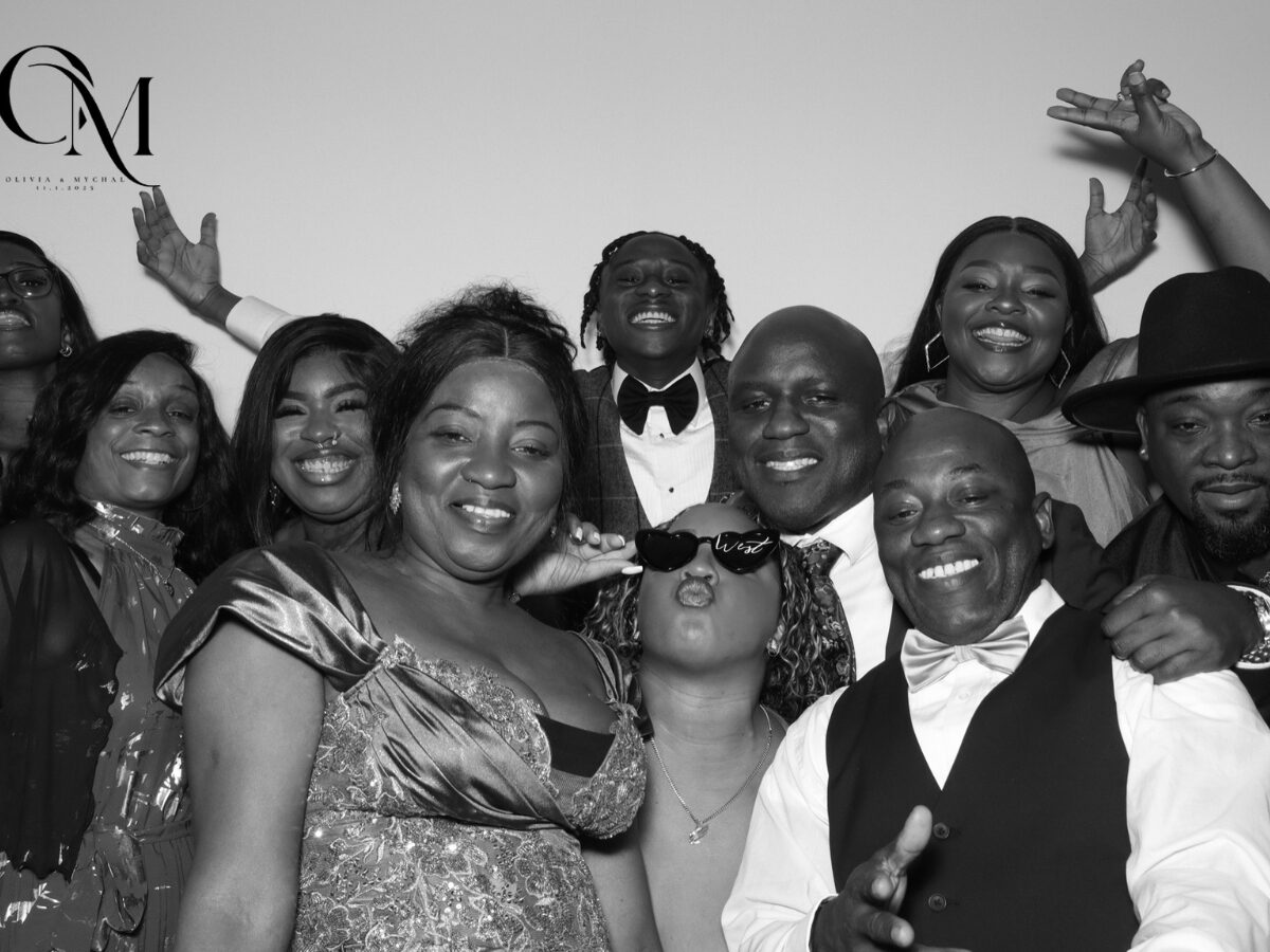 Black and white glam portrait from the Xpress Entertainment Glam Booth at a South Florida wedding (2 of 6)