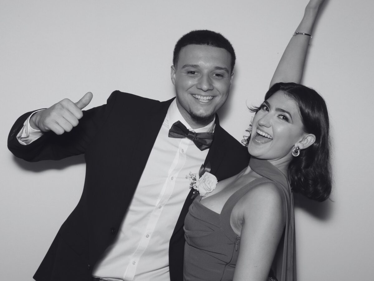 Black and white glam portrait from the Xpress Entertainment Glam Booth at a South Florida wedding (3 of 6)