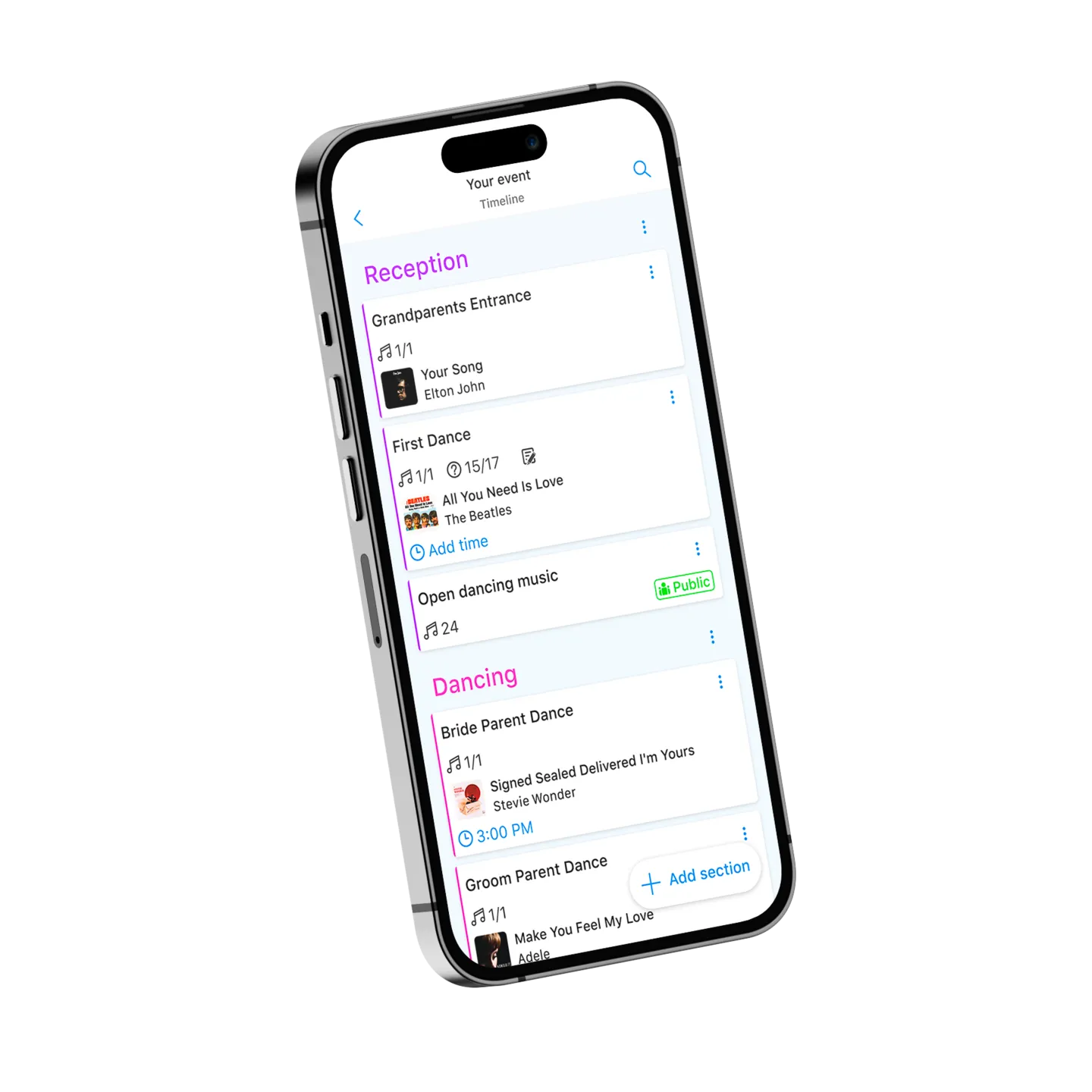 Vibo DJ — music planning app for weddings